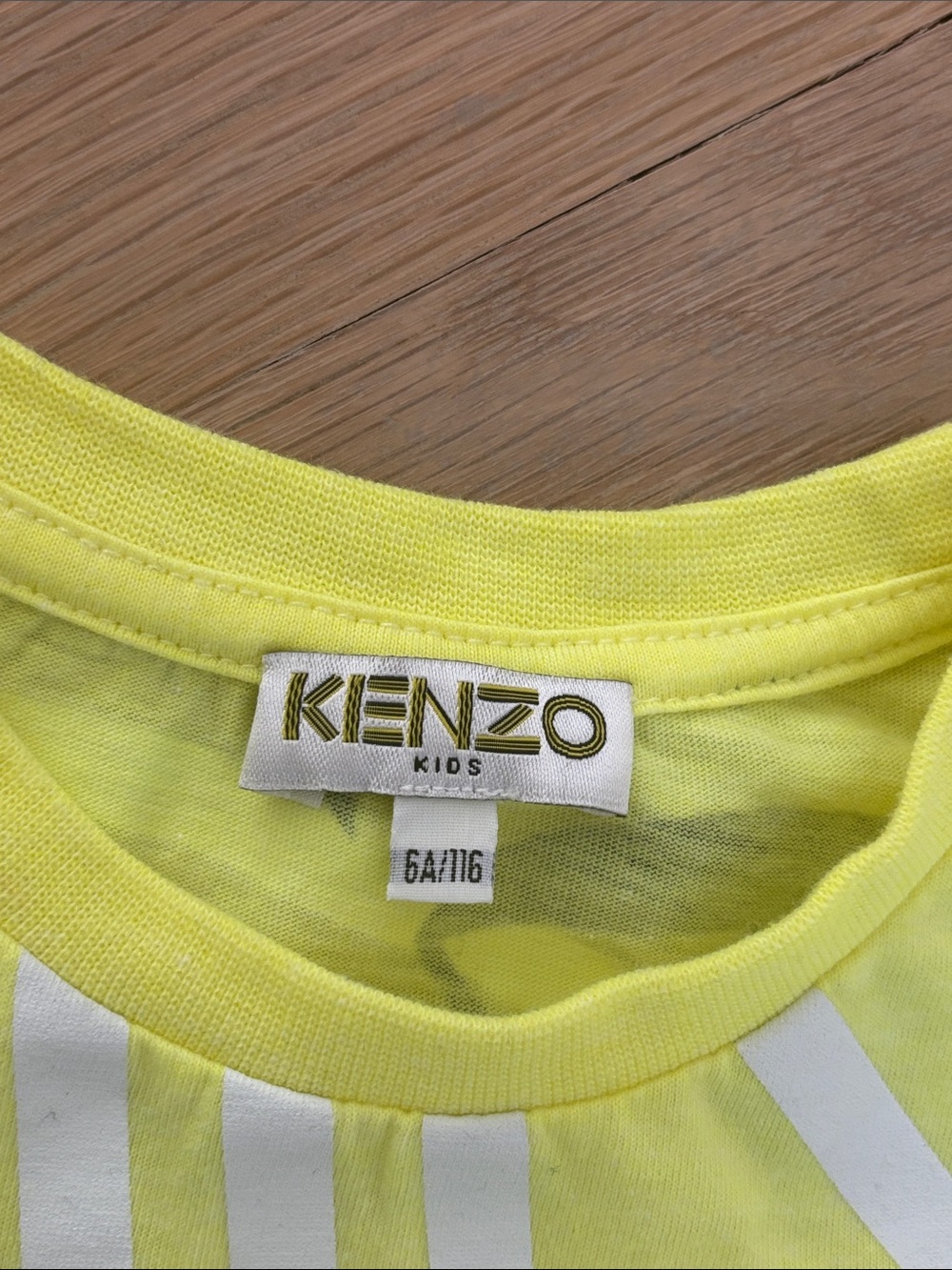 Kenzo Neon Yellow Graphic Tiger & Eye Kids Tee - Picture 3 of 3